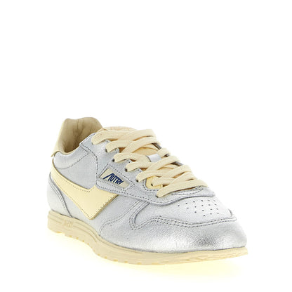 Autry Silver Cowhide Low Top Sneakers