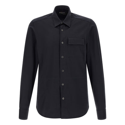 Kiton Blue Cotton Blouse