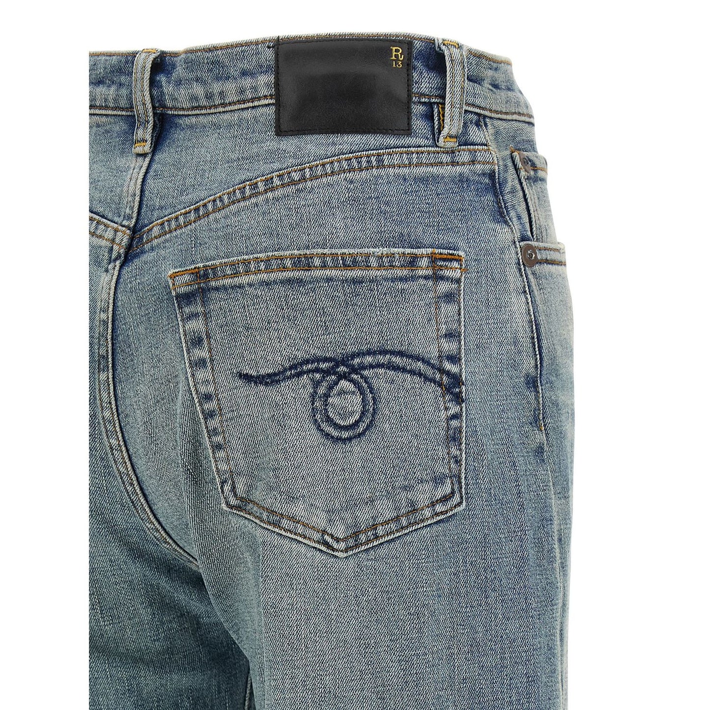 R13 Blue Cotton Flared Jeans
