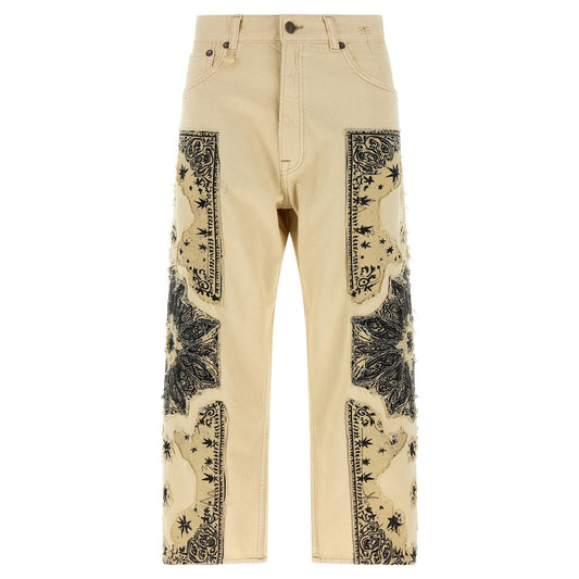 R13 Beige Cotton Straight-Leg Jeans