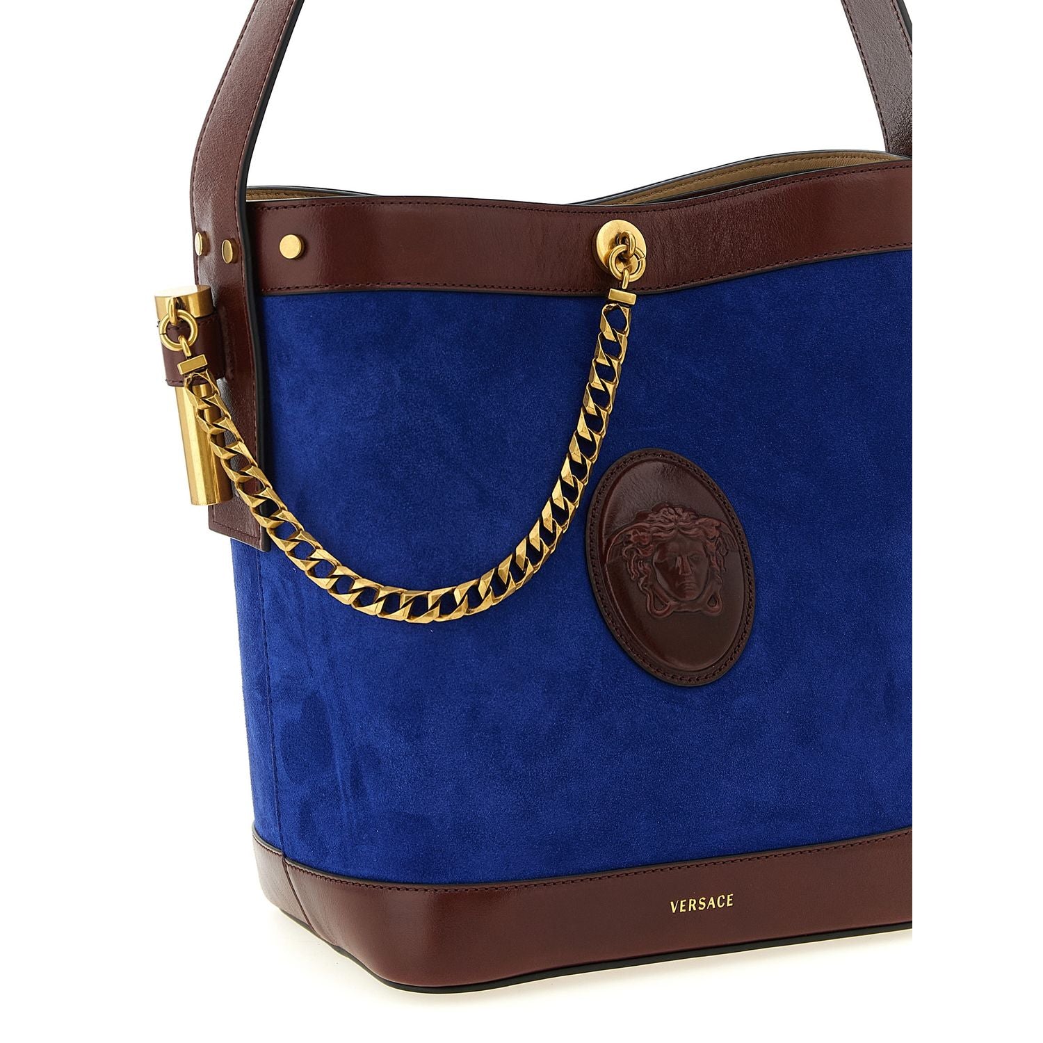 Versace Blue Calfskin Shoulder Bag