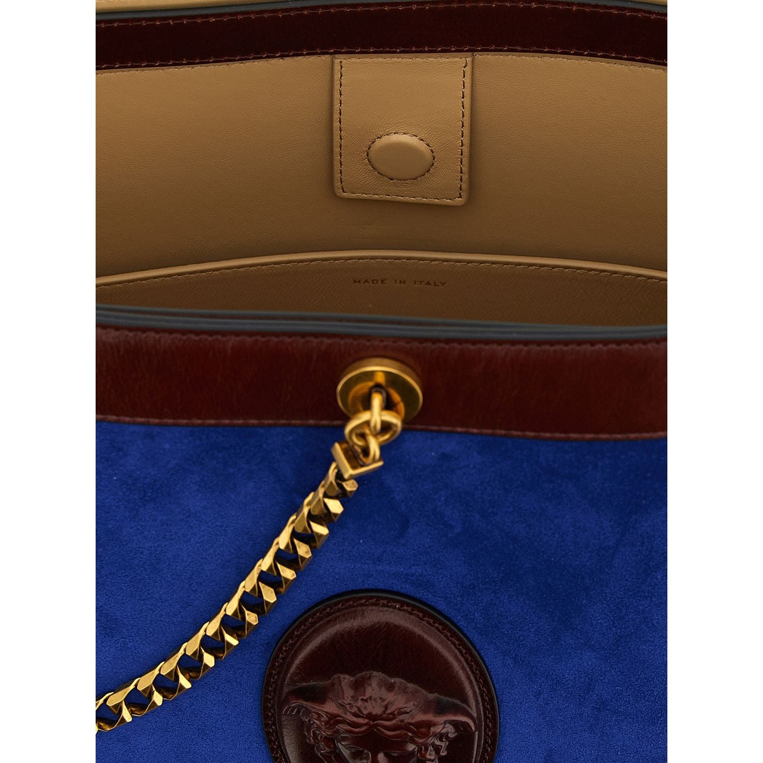 Versace Blue Calfskin Shoulder Bag