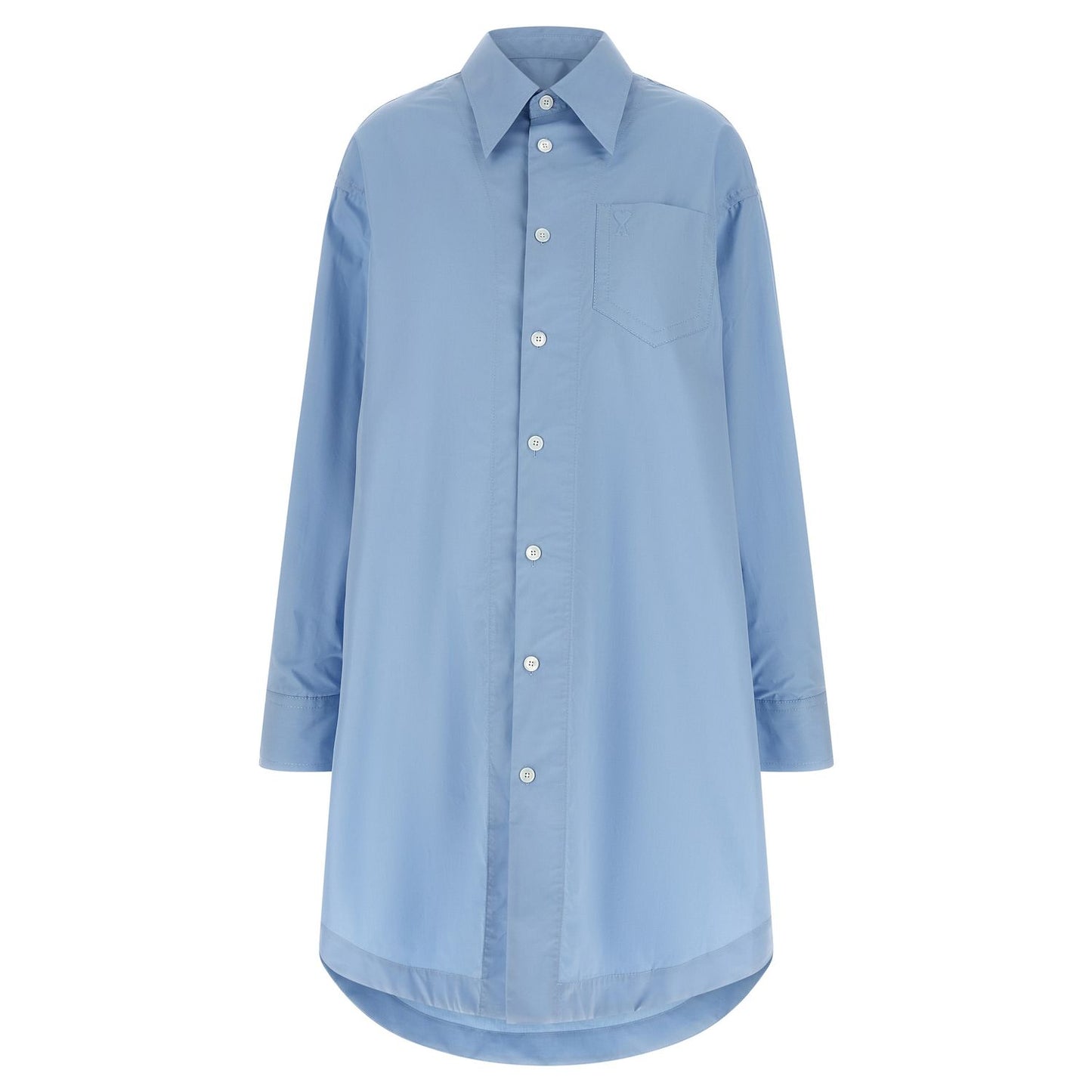 Ami Paris Blue Cotton Midi Dress