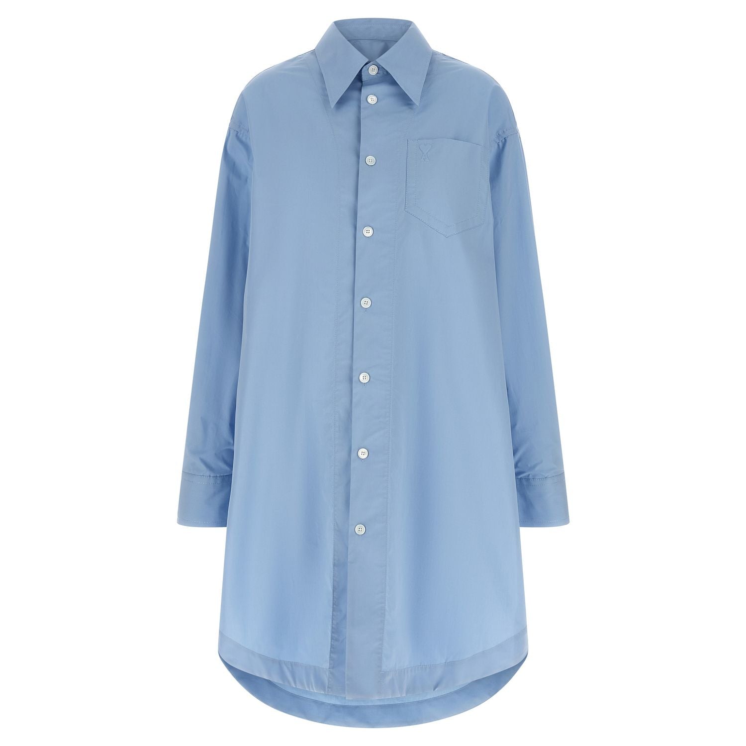 Ami Paris Blue Cotton Midi Dress