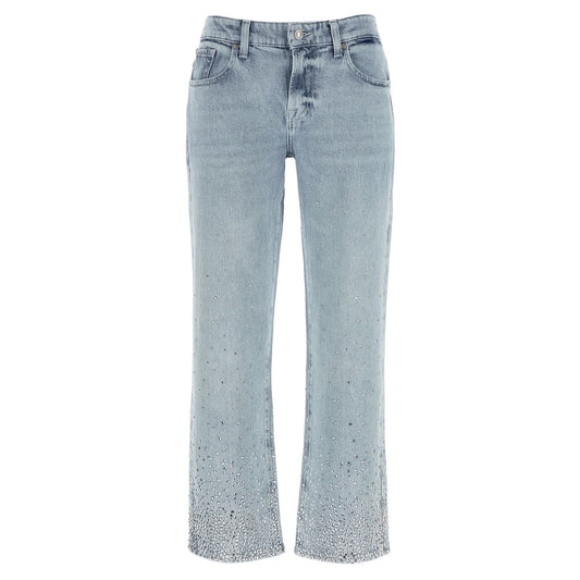 7 For All Mankind Blue Cotton Straight-Leg Jeans