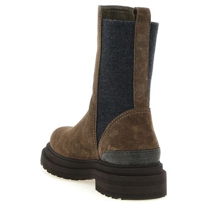 Brunello Cucinelli Brown Calfskin Ankle Boots