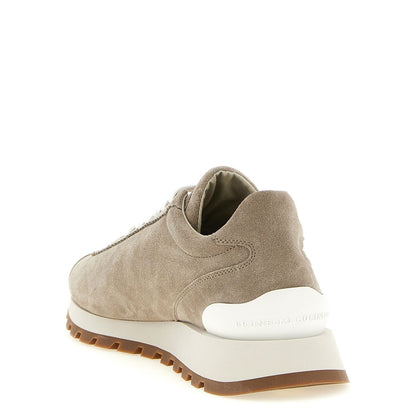 Brunello Cucinelli Beige Calfskin Athletic Sneakers