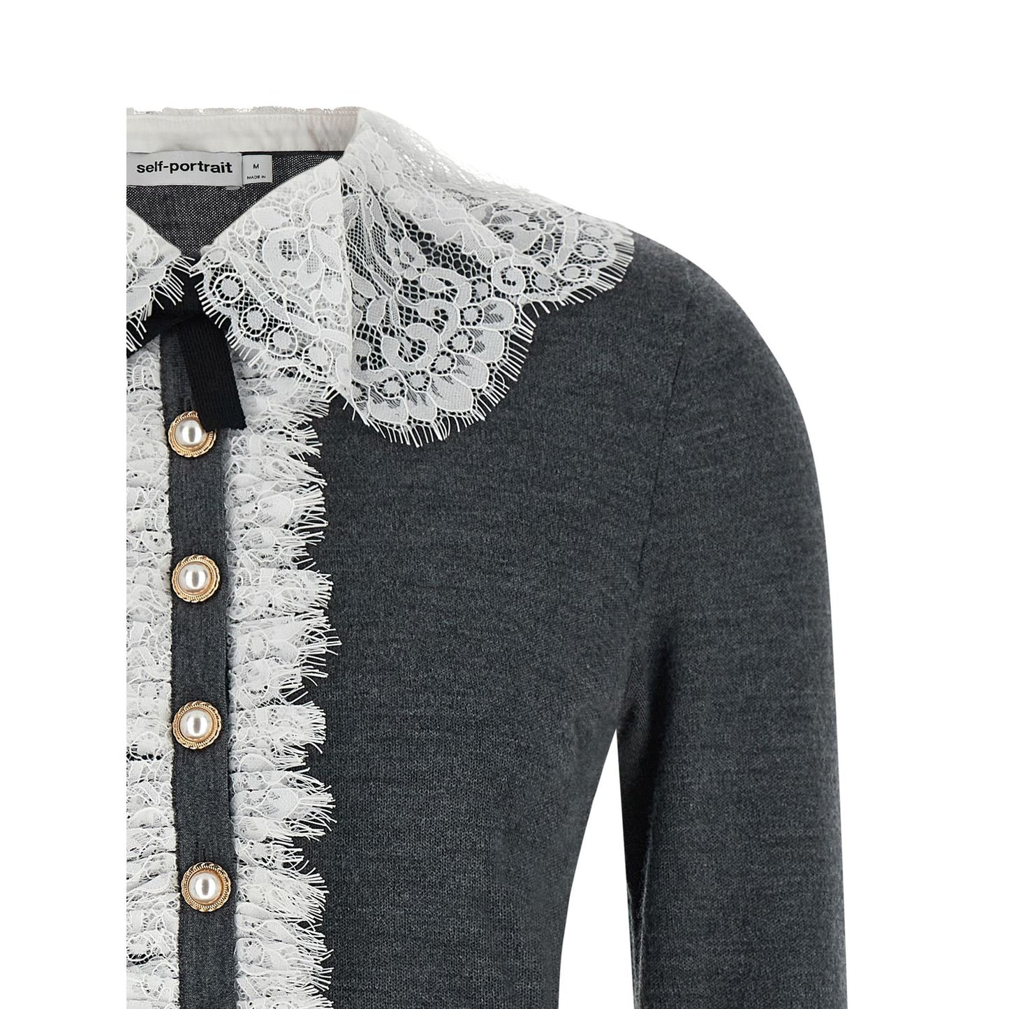 Self-Portrait Gray Wool Cardigan