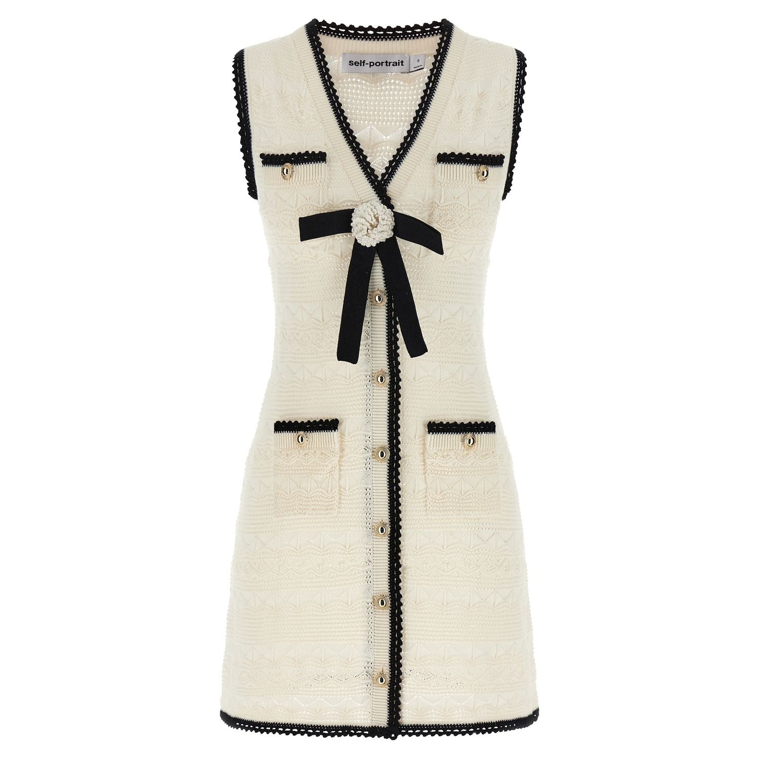 Self-Portrait Bicolor Cotton Short Dress