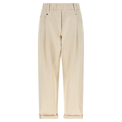 Brunello Cucinelli Beige Cotton Casual Pants