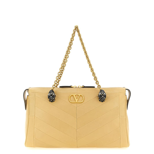 Valentino Garavani Beige Lamb Leather Shoulder Bag
