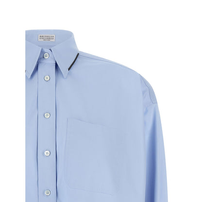 Brunello Cucinelli Blue Cotton Blouse