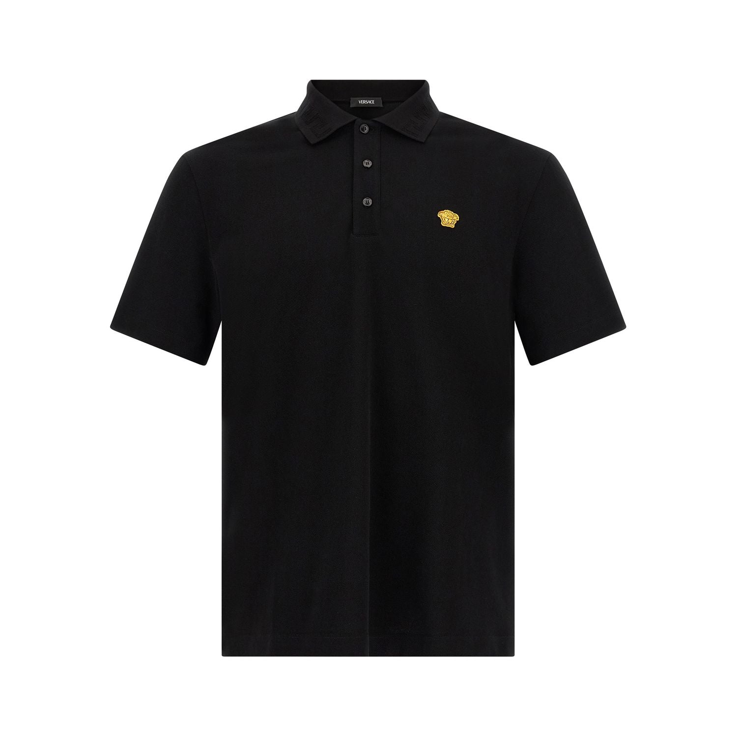 Versace Black Cotton Polo Shirt