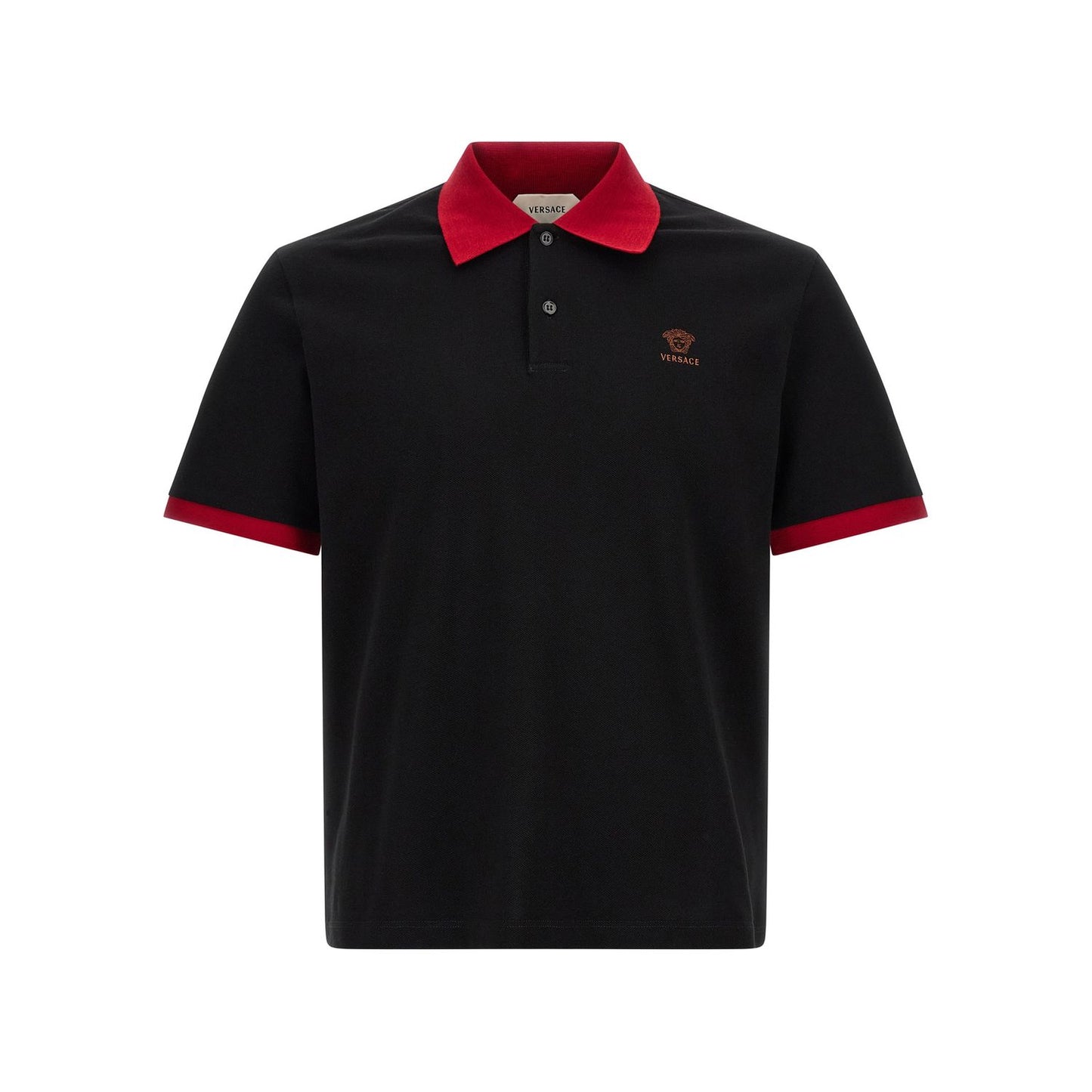 Versace Black Cotton Polo Shirt
