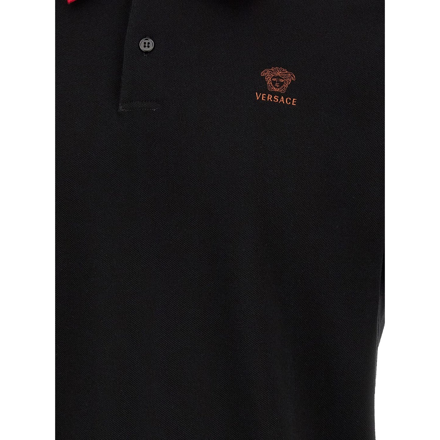 Versace Black Cotton Polo Shirt