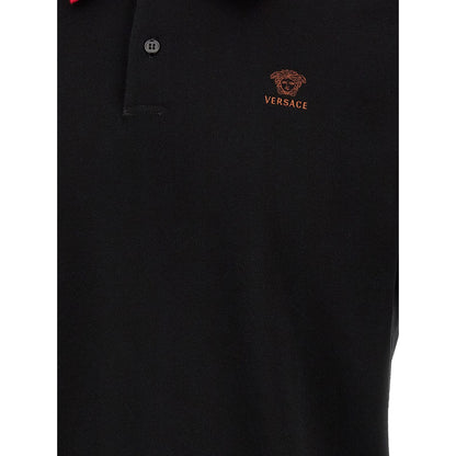 Versace Black Cotton Polo Shirt