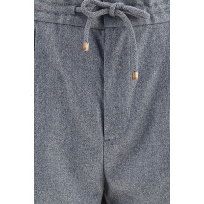 Brunello Cucinelli Gray Wool Oves Aries Casual Pants
