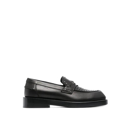 Versace Black Leather Slip-On Loafers