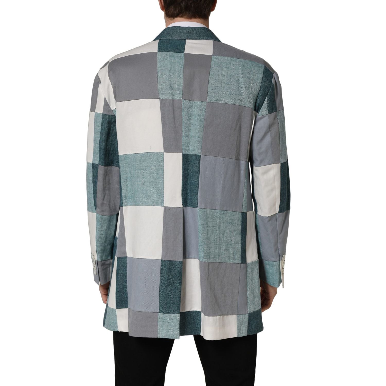 Dolce & Gabbana Multicolor Patchwork Linen Double Breasted Jacket