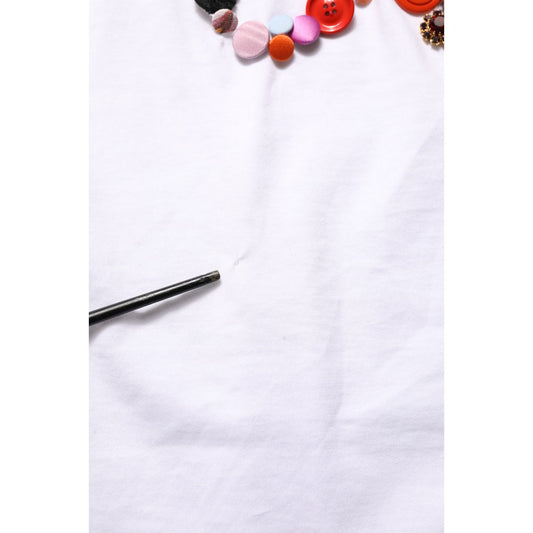 Dolce & Gabbana White DG Logo Embellished Round Neck T-shirt