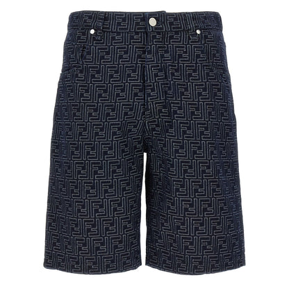 Fendi Blue Cotton Bermuda Shorts