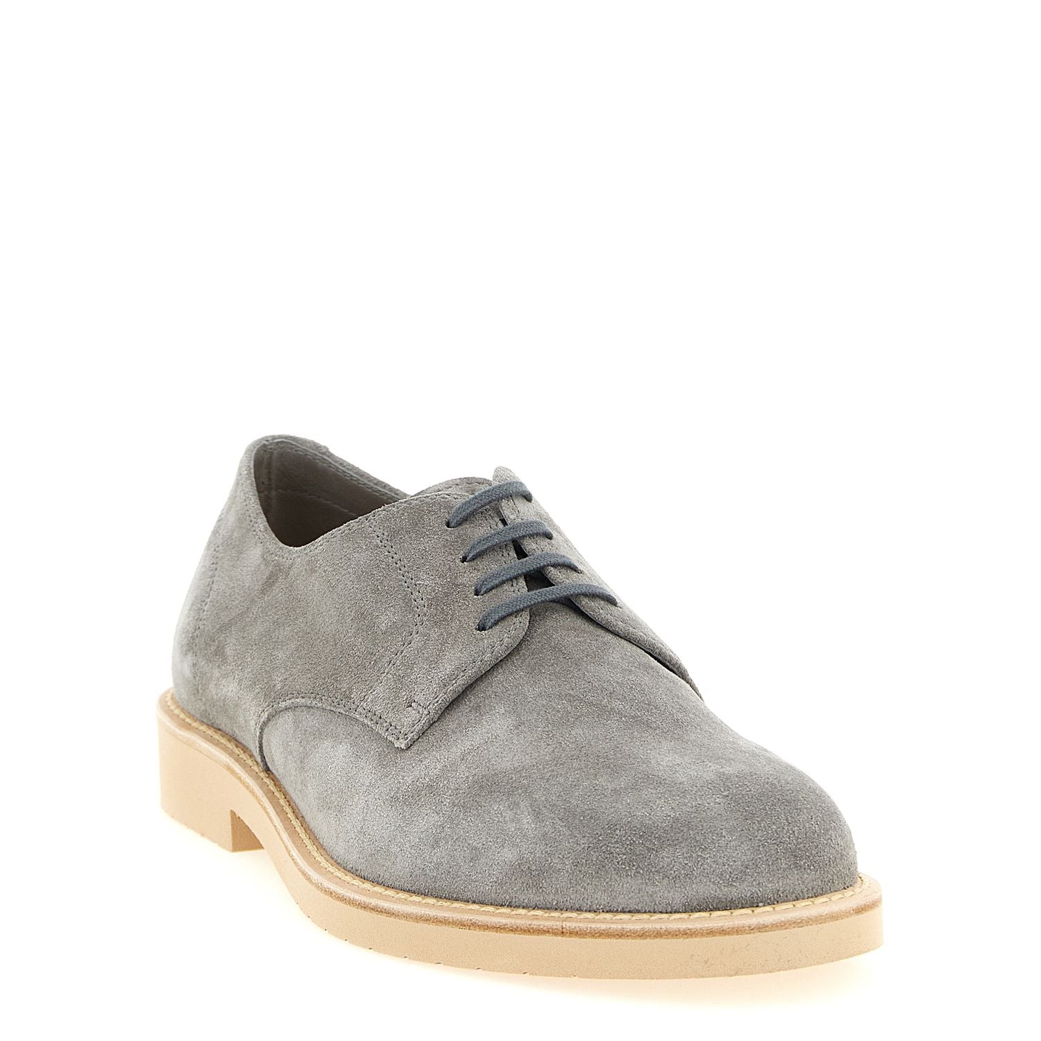 Brunello Cucinelli Gray Leather Oxfords And Derbies