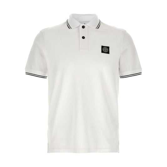 Stone Island White Cotton Polo Shirt
