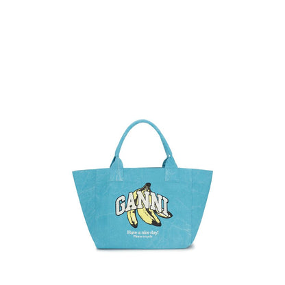 Ganni Blue Recycled Cotton Shoulder Bag