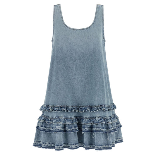Ganni Blue Organic Cotton Short Dress