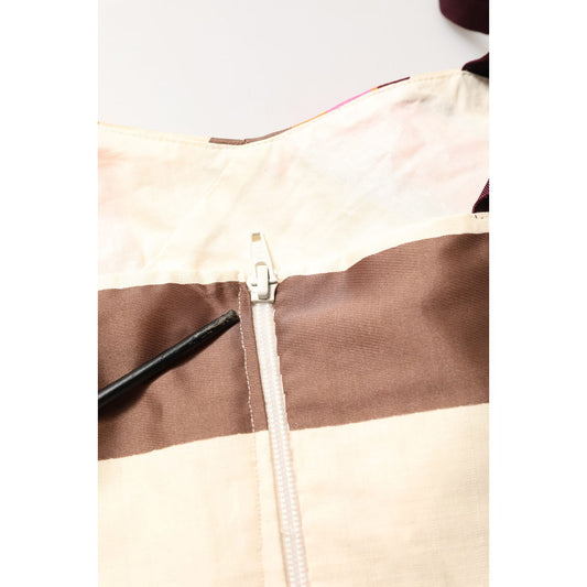 PINKO Multicolor Striped Cotton Sleeveless Draped Peplum Top