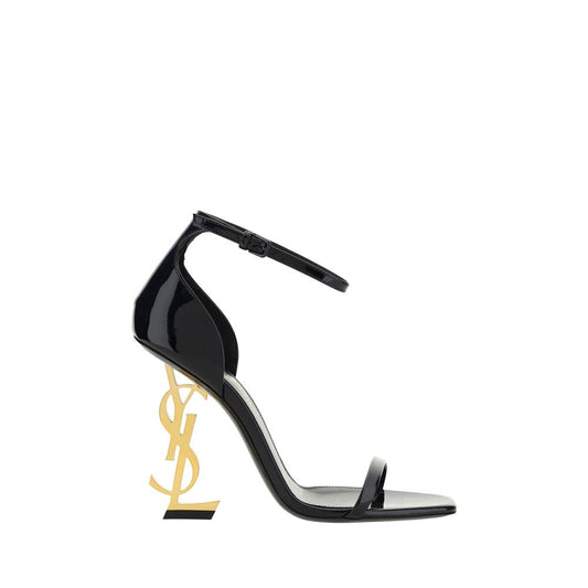 Saint Laurent Black Calf Leather Bos Taurus Stiletto Heel Sandals