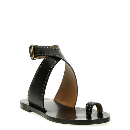 Isabel Marant Black Calfskin Flat Sandals