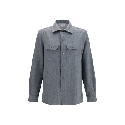 Brunello Cucinelli Gray Wool Oves Aries Dress Shirt