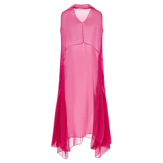 Dries Van Noten Fuchsia Silk Midi Dress