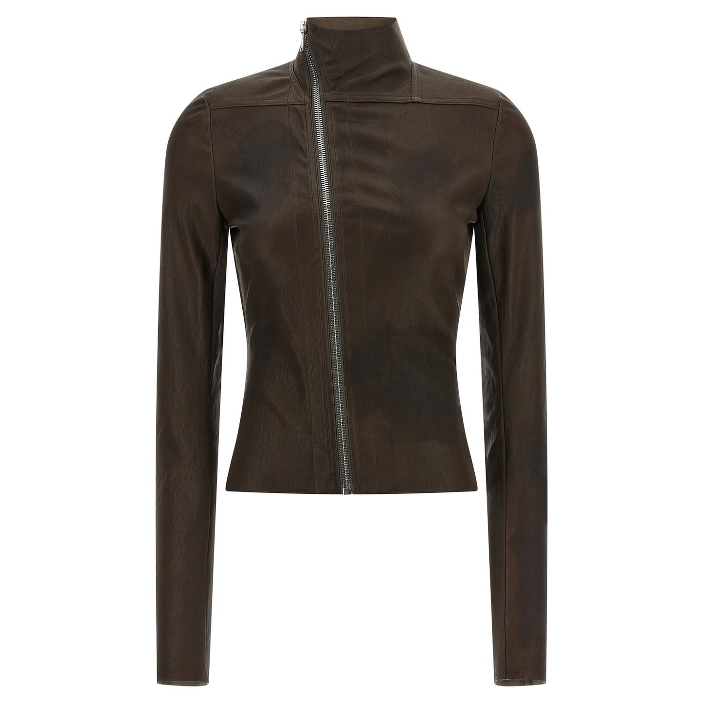 Rick Owens Brown Lamb Leather Leather Jacket