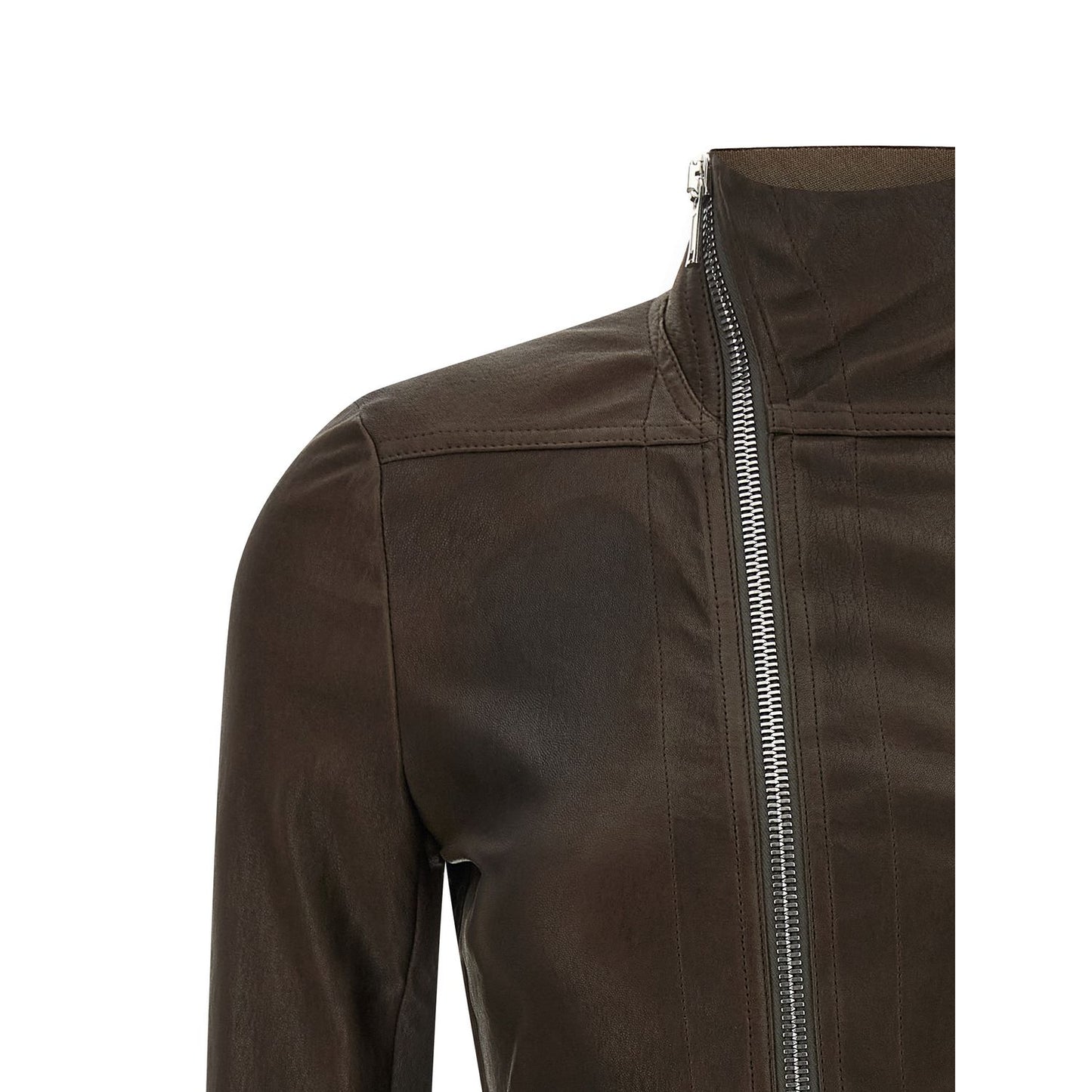 Rick Owens Brown Lamb Leather Leather Jacket