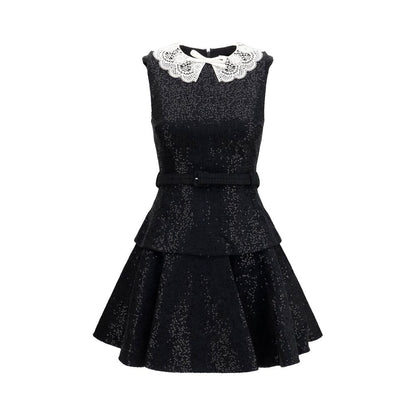 Self-Portrait Black Polyester Casual Dress