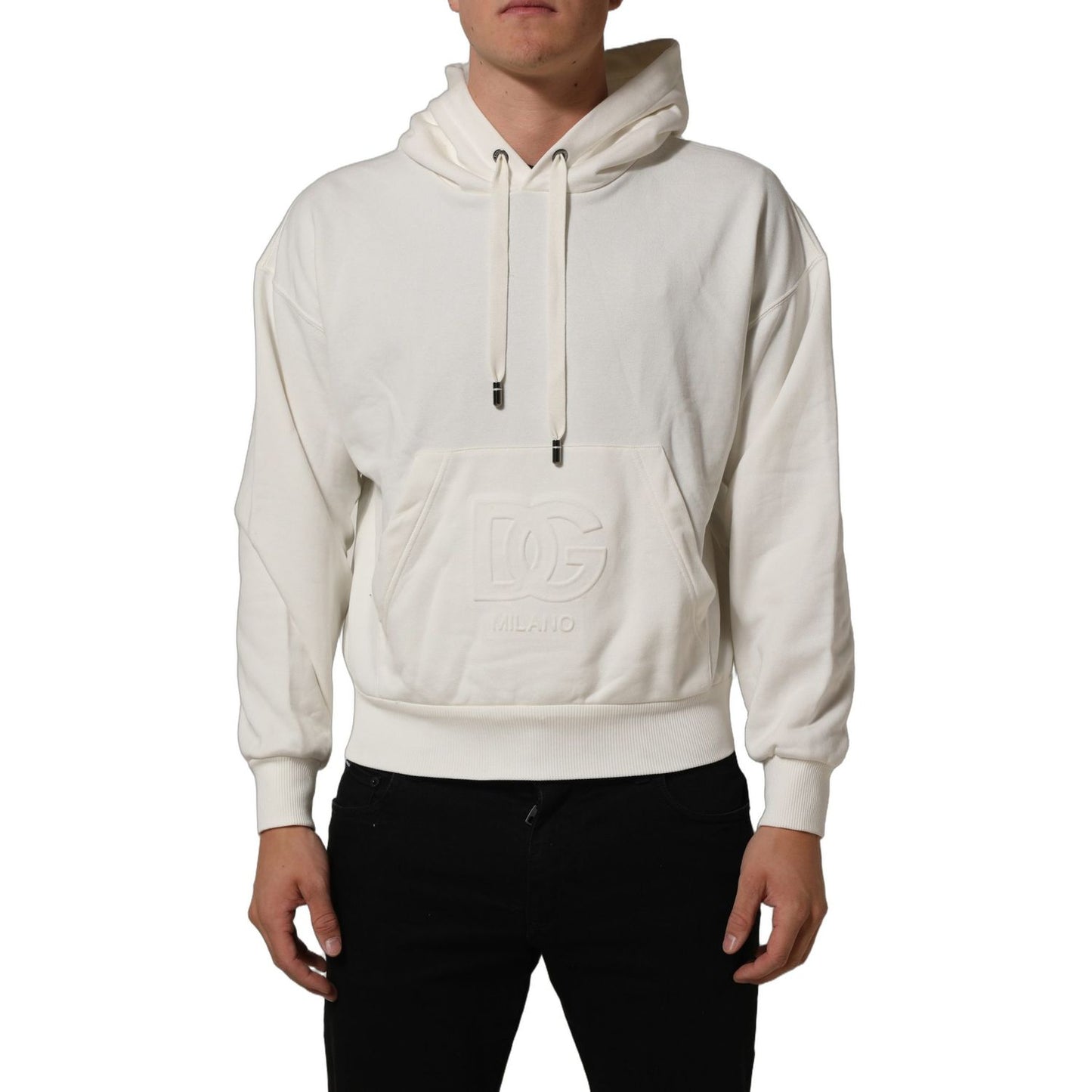 Dolce & Gabbana White Logo Hooded PulloverSweatshirt Sweater