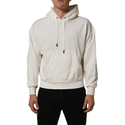 Dolce & Gabbana White Logo Hooded PulloverSweatshirt Sweater