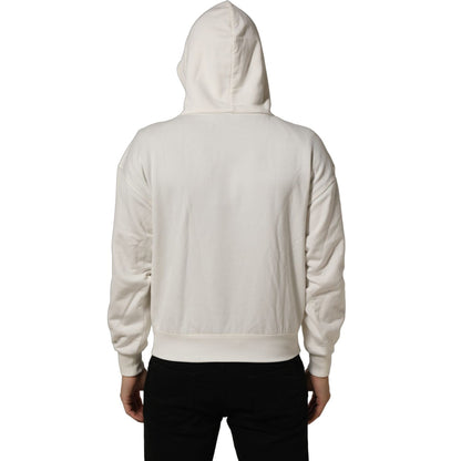 Dolce & Gabbana White Logo Hooded PulloverSweatshirt Sweater