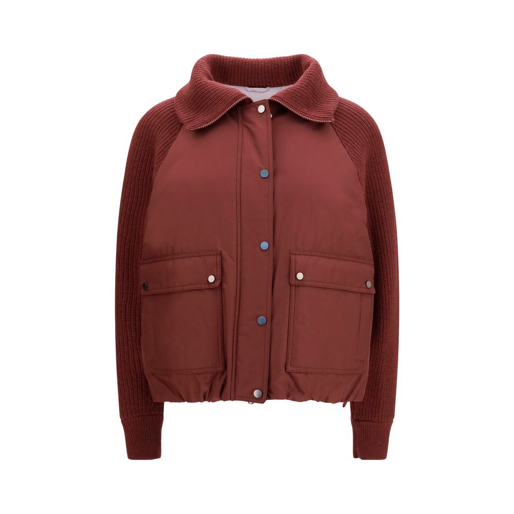 Brunello Cucinelli Bordeaux Polyester Full-Length Jacket
