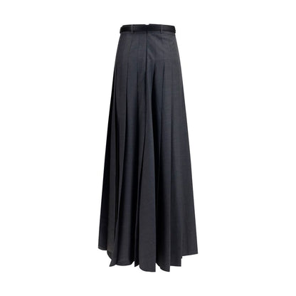 Self-Portrait Gray Polyester Long Skirt