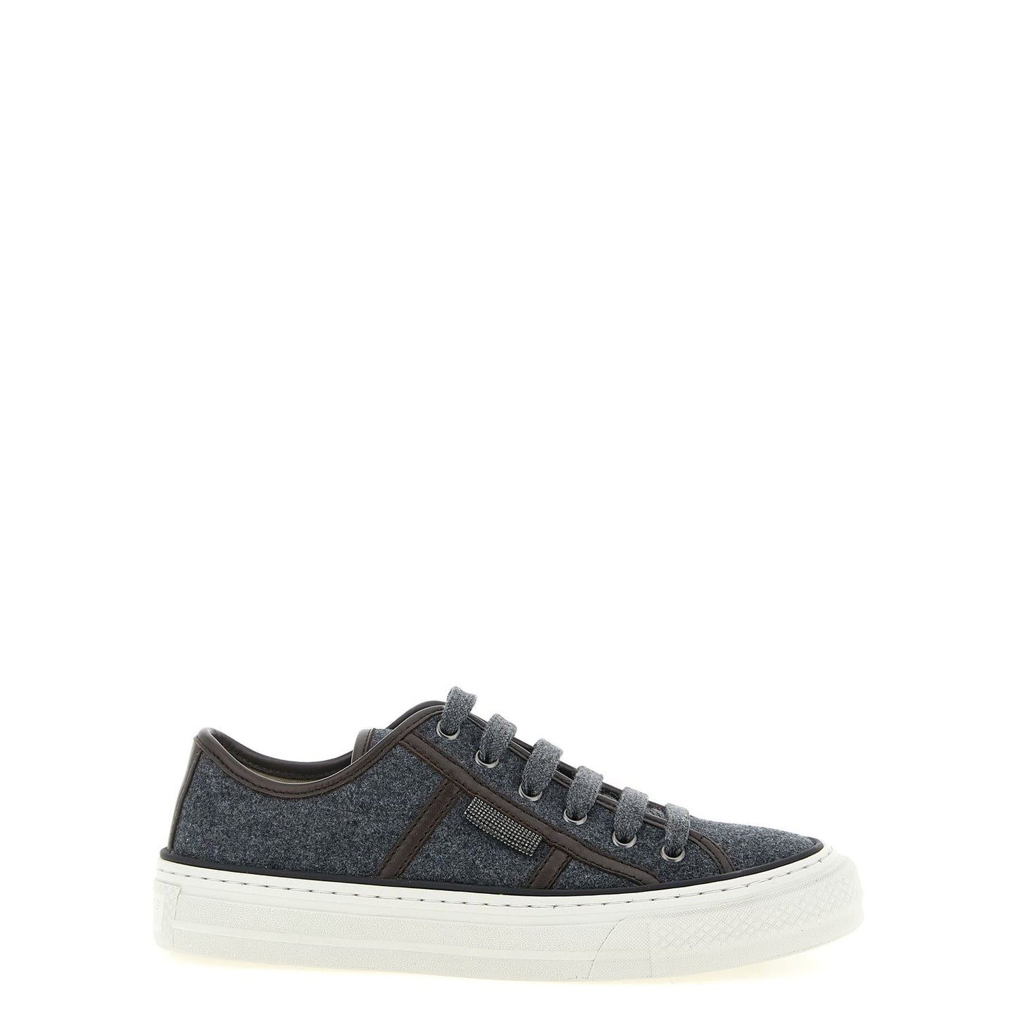 Brunello Cucinelli Gray Virgin Wool Low Top Sneakers