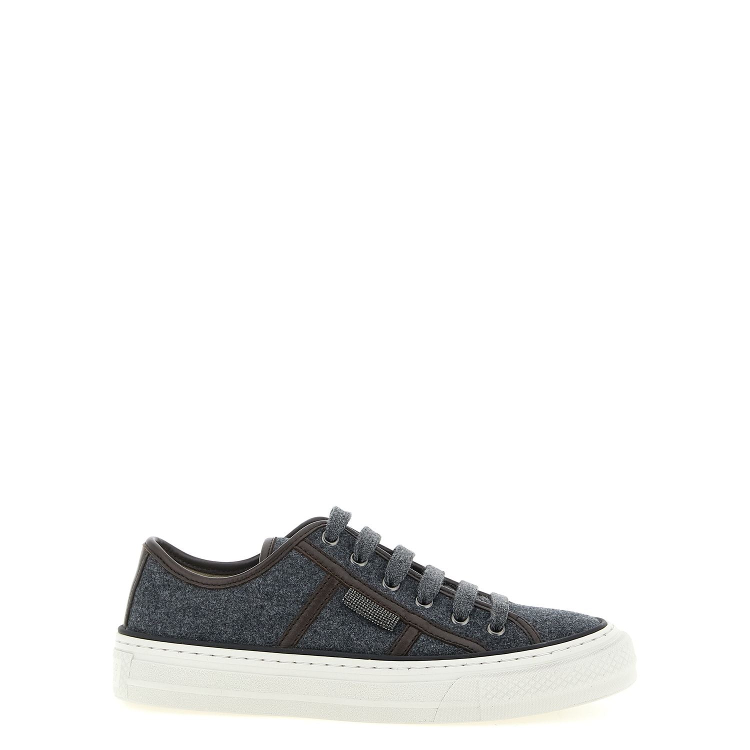 Brunello Cucinelli Gray Virgin Wool Low Top Sneakers