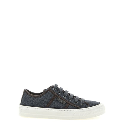 Brunello Cucinelli Gray Virgin Wool Low Top Sneakers