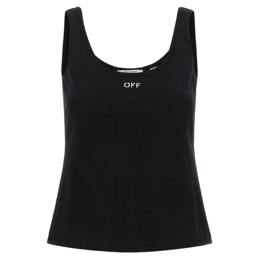 Off-White Black Cotton Tank Tops
