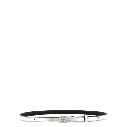 Gucci Silver Calfskin Thin Belt