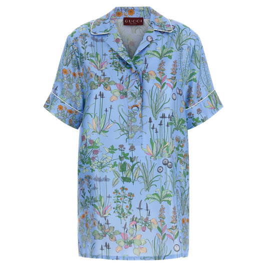 Gucci Blue Silk Blouse