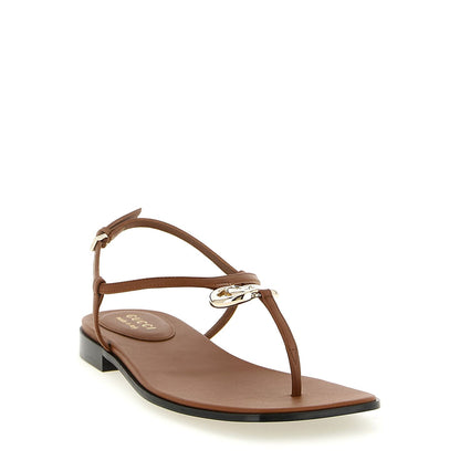 Gucci Brown Calfskin Flat Sandals