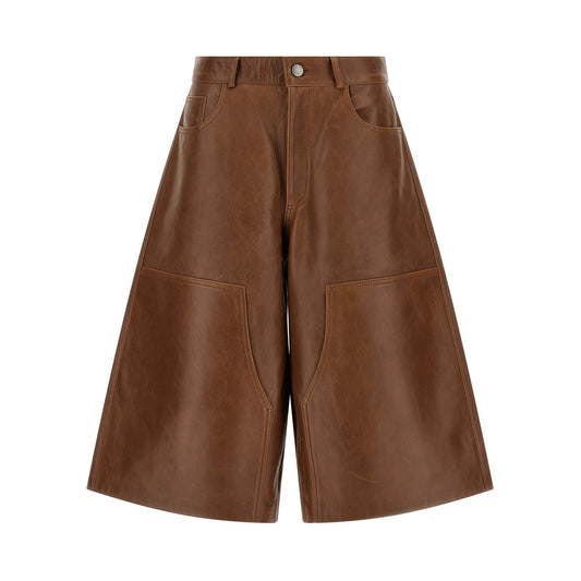 Haikure Brown Lambskin Bermuda Shorts